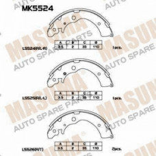 Masuma, Колодки барабанные,  R-4516, (1/10), MК5524, Япония