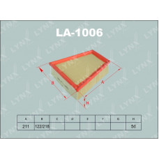 LYNX, фильтр воздушный, LA-1006 /А0191/FA-135, Япония